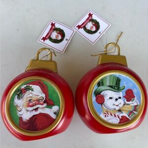 Mr. Christmas 2024 Light Up Red Christmas Ornaments with Santa and Snowman